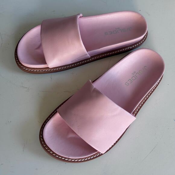 J/SLIDE slides size 6 pink leather flats Rocket - Picture 2 of 10